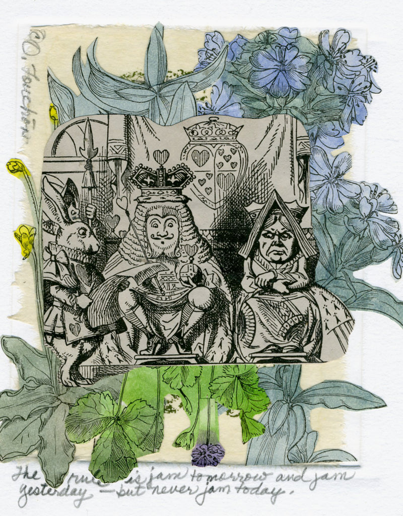 Dreaming of Alice #29 in white wood frame. Original art by Ouida Touchon. 