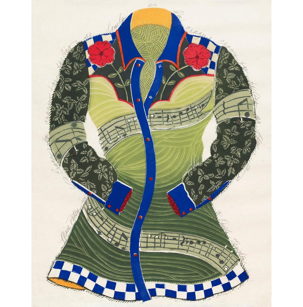 Miss Patsy, reduction woodcut, edition of 10 on Japanese paper by artist Ouida Touchon