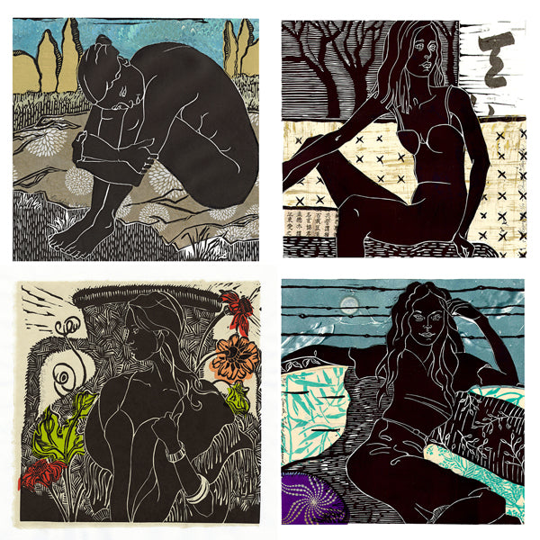 Longing, from the Languor Series, linocut with chine colle for sale by Ouida Touchon