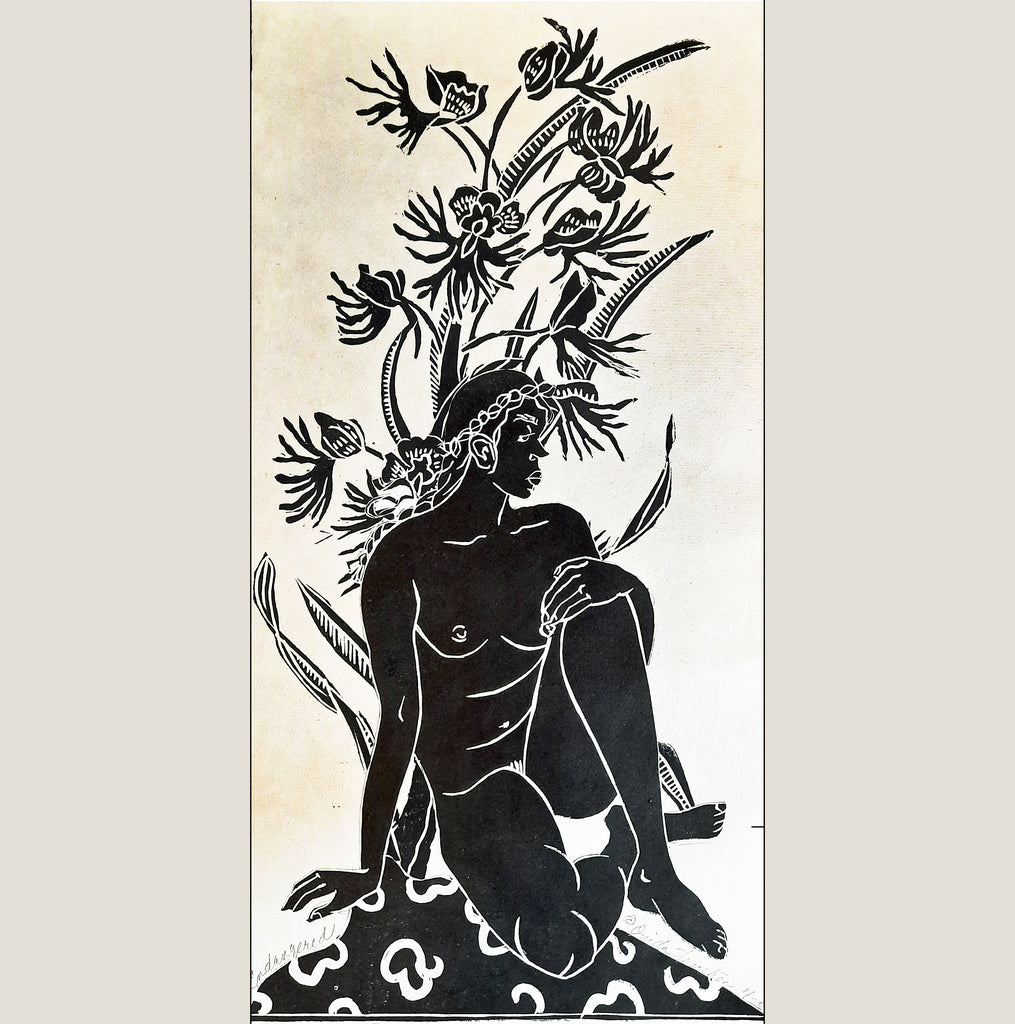 Endangered Species, original linocut collage for sale by Ouida Touchon, limited edition of 25, signed and numbered