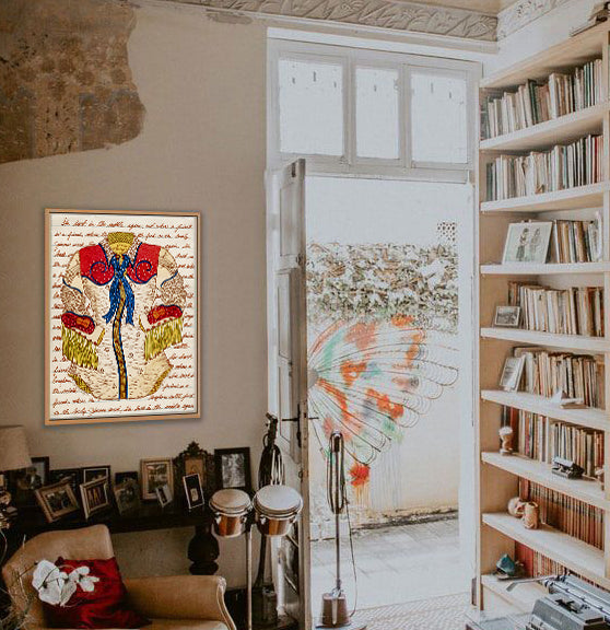 in situ, Singing Cowgirl, woodcut reduction print, edition of 8 for sale by Ouida Touchon