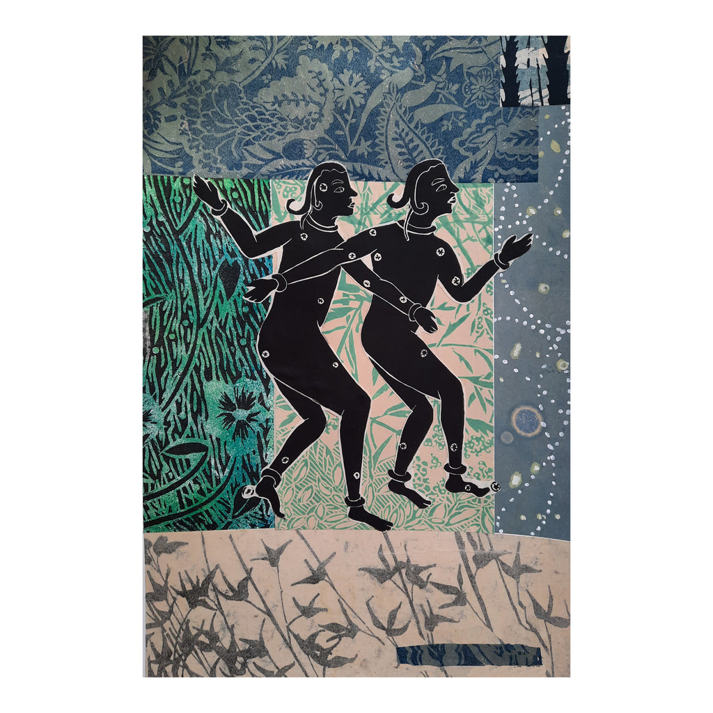 The Stars at Dusk l, variable edition of collaged papers on base sheet of acid free paper, for sale by Ouida Touchon