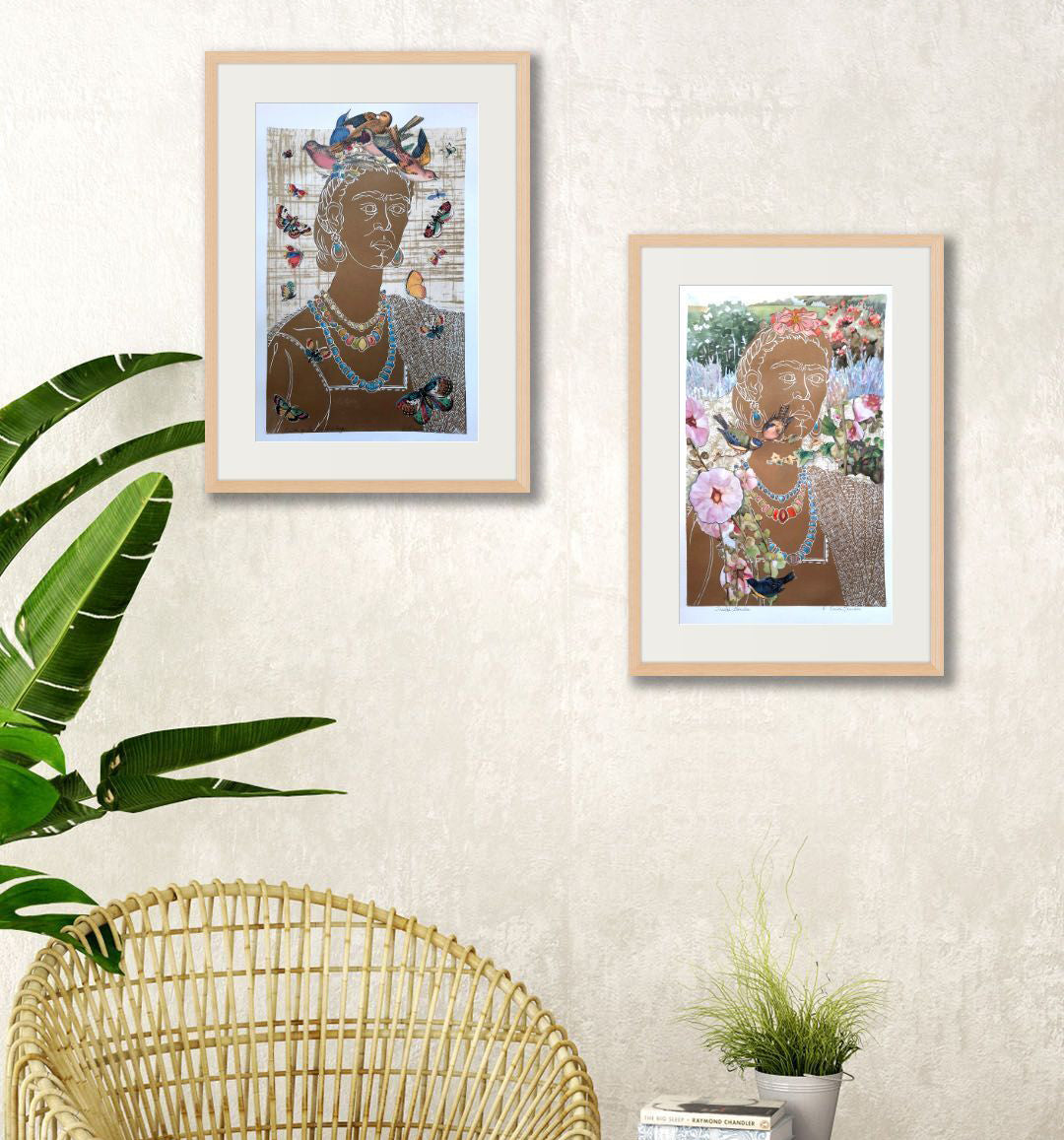 in situ view of both Fridas in frames, for sale by Ouida Touchon
