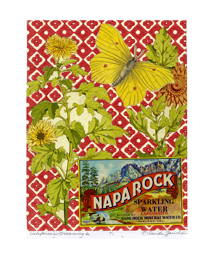 California Dreaming 2, mixed media collage for sale by Ouida Touchon