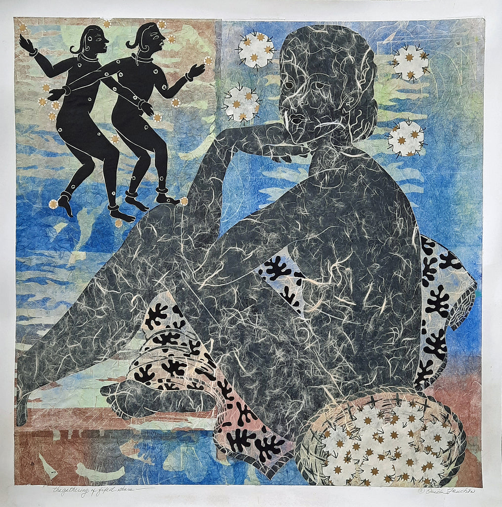 The Gathering of Fixed Stars, mixed media printmaking, for sale by Ouida Touchon